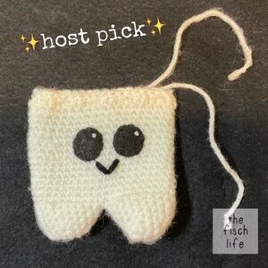 ✨HP✨ Handmade Crochet Kawaii Tooth Pouch Drawstring Tooth Fairy Gift 🦷 Host Pick